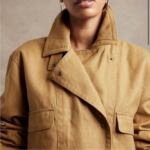 Banana Republic Amelia Flight Jacket Hemp Caramel Apple L - Picture 11 of 12